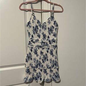Abercrombie blue and white mini smocked dress